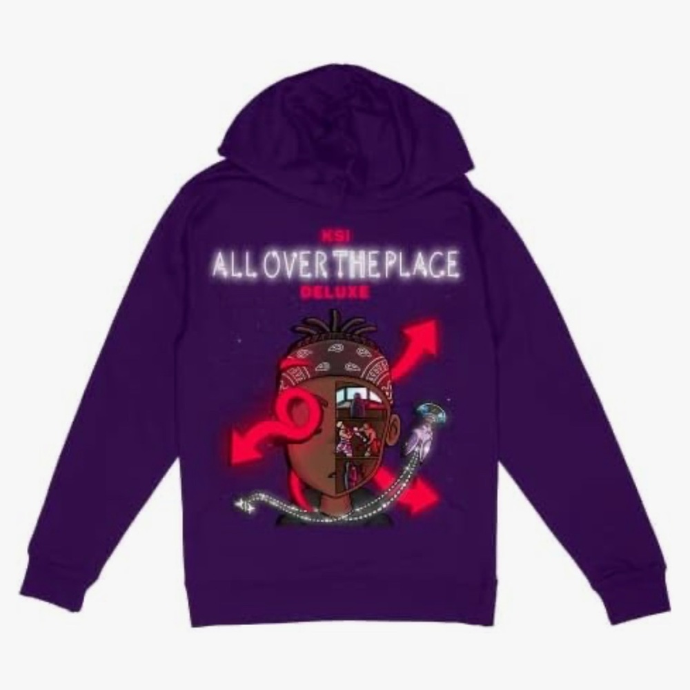 KSI All Over The Place Deluxe Purple Hoodie NIB -M